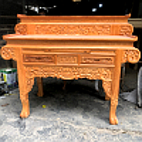 Bàn Thờ Gia Tiên Gỗ Gõ Đỏ 2 Tầng Tay Cuốn – Chạm Khắc Tinh Xảo, Bền Đẹp, Chuẩn Phong Thủy