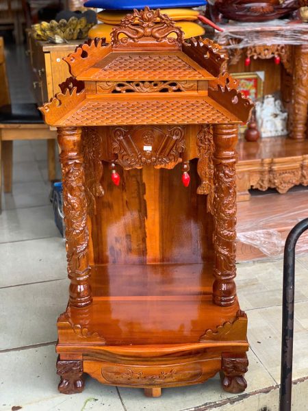 Bàn Thờ Gỗ Tràm 50cm Mái Chùa – Chạm Khắc Đẹp, Gọn Nhỏ, Thu Hút Tài Lộc