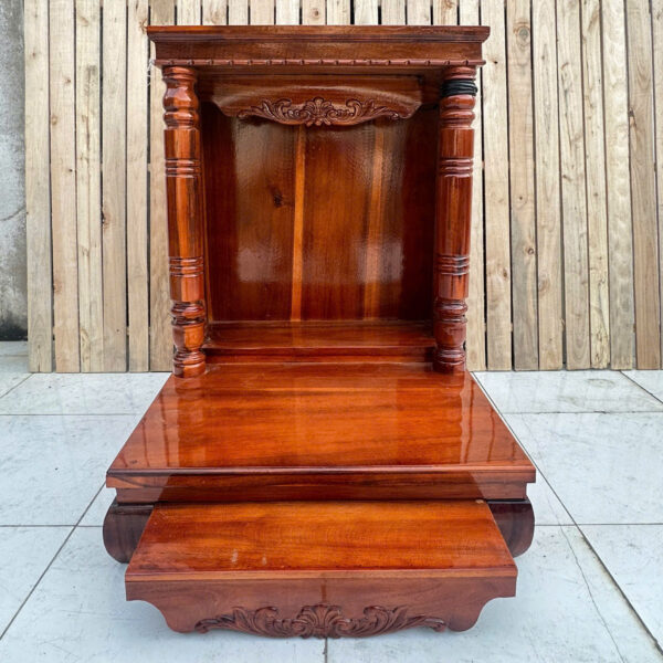 Bàn thờ Thần Tài gỗ gõ đỏ cột trơn 60x60x80 đẹp, bền, chuẩn phong thuỷ