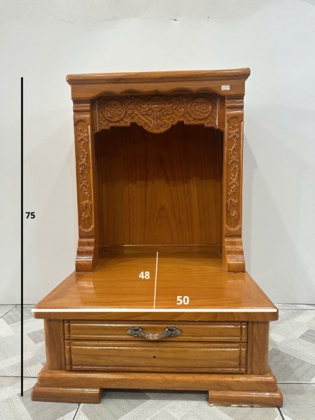 Bàn Thờ Thần Tài Gỗ Gõ Đỏ Có Ngăn Kéo – Bền Đẹp, Chuẩn Phong Thuỷ – Kích Thước 50×48×75