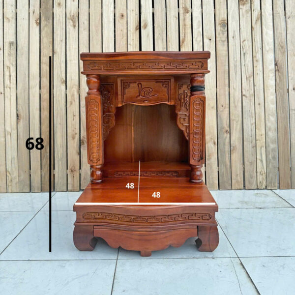 Bàn Thờ Thần Tài Gỗ Tự Nhiên Chữ Lộc – Thiết Kế Đẹp, Có Ngăn Kéo, Chuẩn Phong Thuỷ – Kích Thước 48×48×68