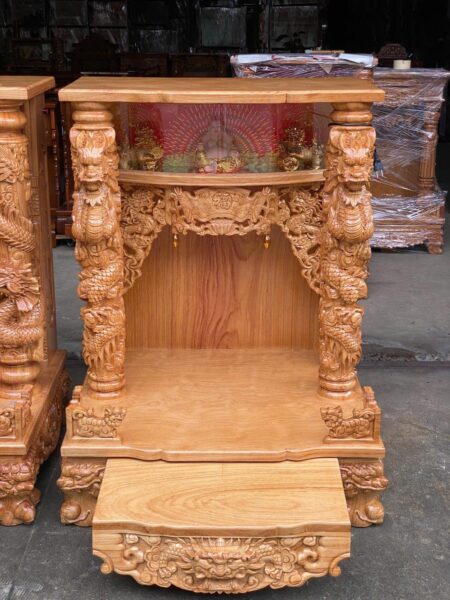 Bàn Thờ Gõ Đỏ Rồng Chạm Tinh Xảo – Kích Thước 60 70 80 Sâu 60 Cao 98 Bề Thế