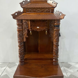 Bàn Thờ Thần Tài Mái Ngói Chạm Rồng Gỗ Tự Nhiên – Có Khay Kéo, Bền Đẹp, Sang Trọng